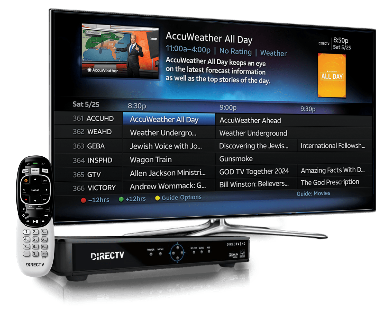 A TV showing the DIRECTV Residential Experience